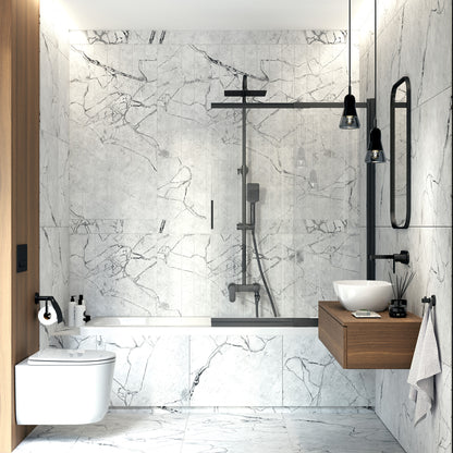 Deante PRIZMA Badewannenabtrennung 100 x 140 cm Chrom