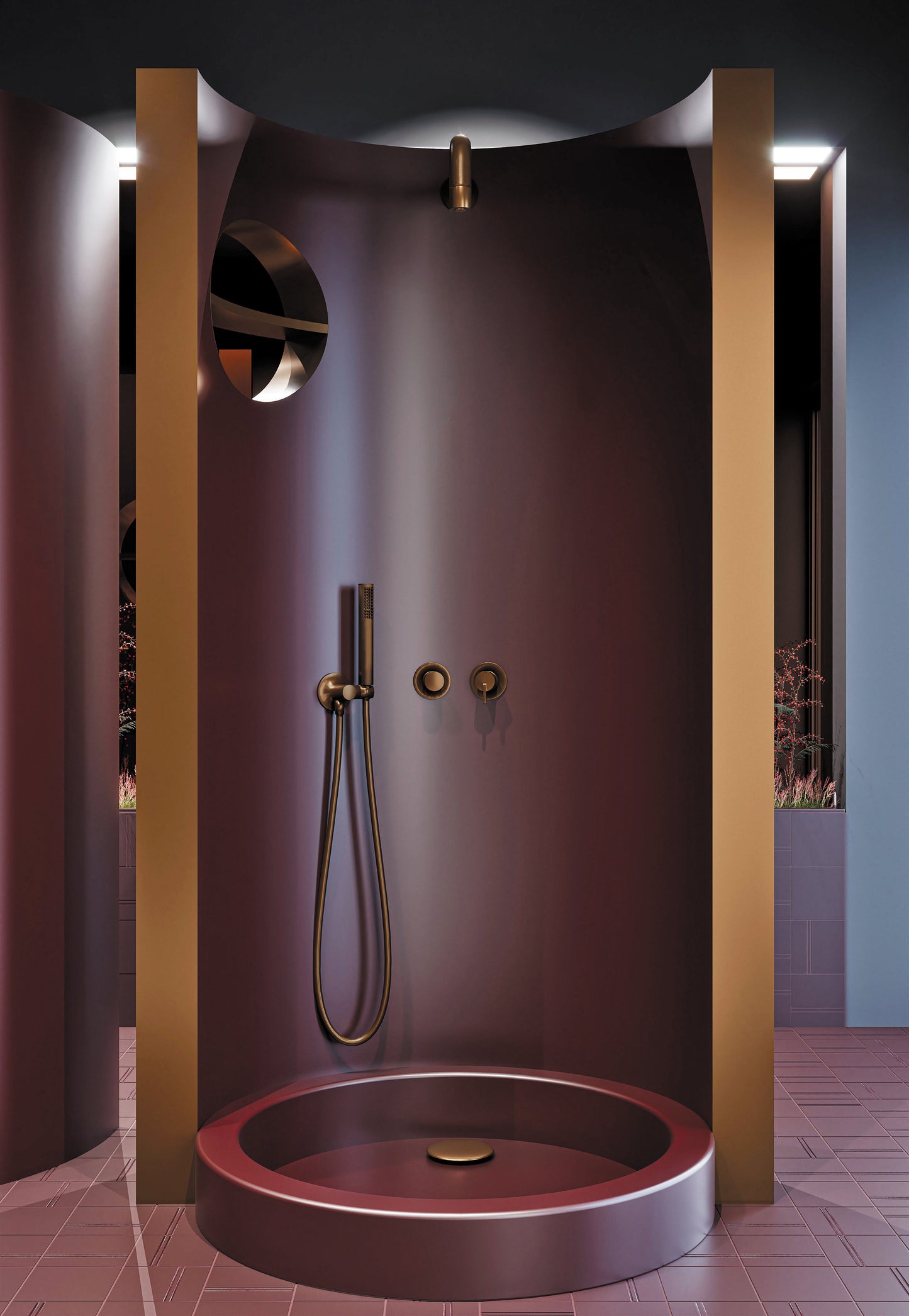 Deante SILIA Unterputz-Duschsystem horizontal Kegelstrahl-Brause Bronze gebürstet