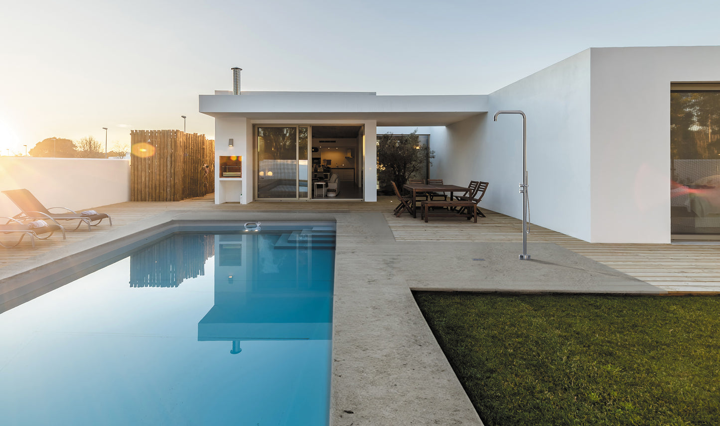 Deante SILIA Duschsäule / Gartendusche Bodenstehend Stahl gebürstet