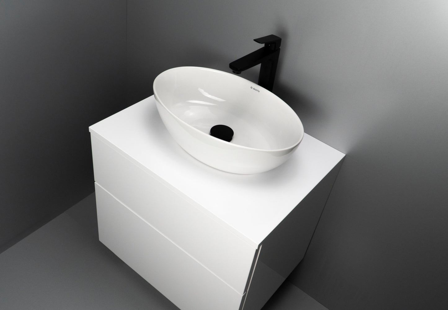 Deante ALPINIA Keramik-Aufsatzwaschtisch Oval 45,5 x 31 cm Weiß