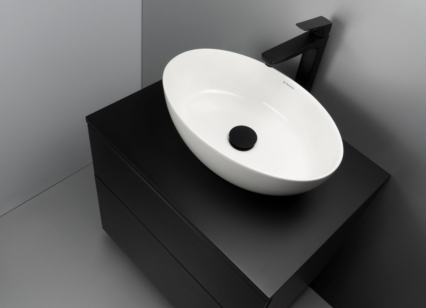 Deante ALPINIA Keramik-Aufsatzwaschtisch Oval 45,5 x 31 cm Weiß