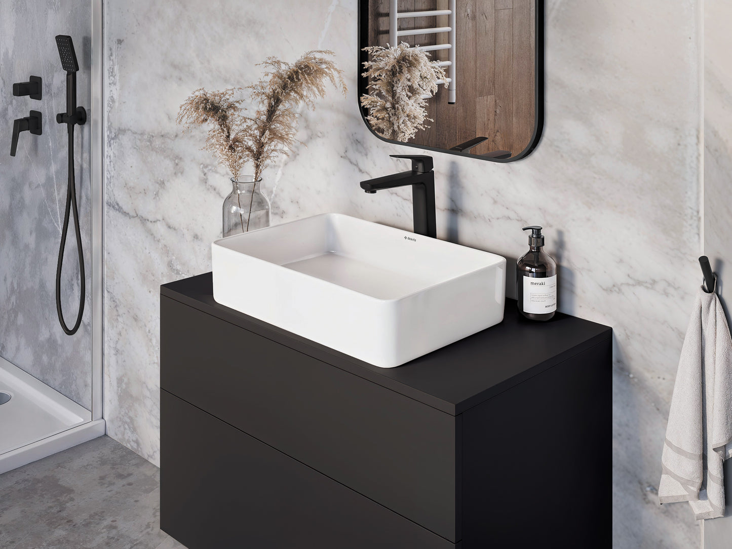 Deante BLUR Waschtisch-Mischbatterie hoch Einhebelmischer Schwarz