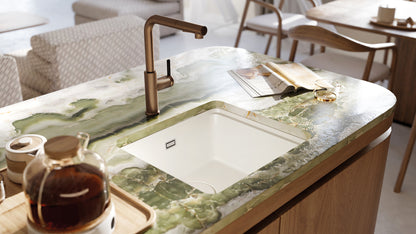 Deante MOMI Granitspüle mit tiefem Becken und Schneidebrett Alabaster