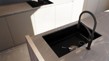 Deante CORDA Unterbau-Granitspüle 1-Becken 80 x 50 cm rechteckig breit Schwarz