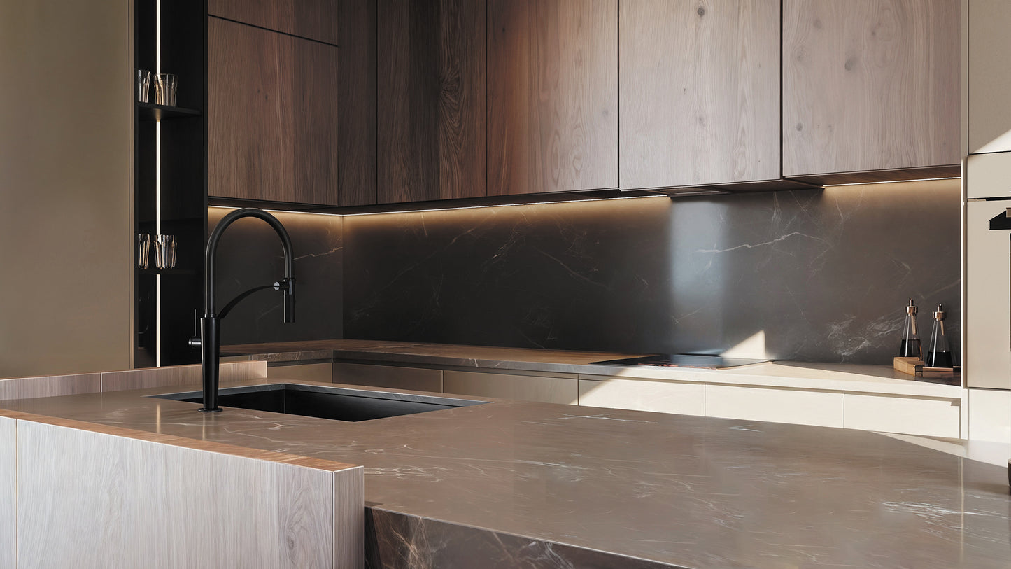 Deante CORDA Design-Küchenarmatur mit flexibler Brause (2-in-1) hoch Schwarz