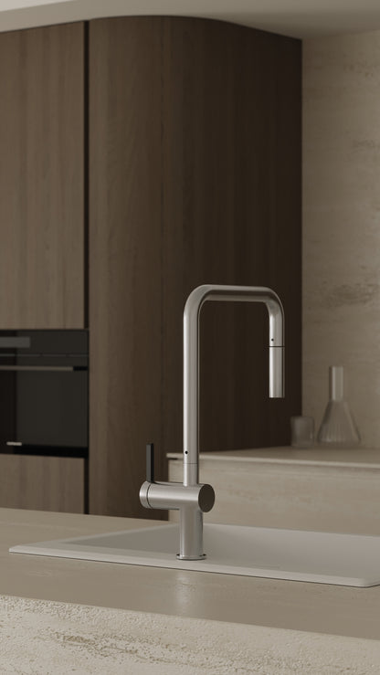 Deante ERIDAN Granitspüle 70 x 52 cm 1-Becken mit automatischer Abflusssperre Alabaster