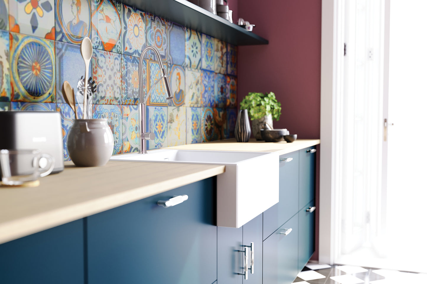 Deante ERIDAN Granit-Spülstein 60 x 61 cm 1-Becken automatische Abflusssperre Alabaster