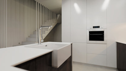 Deante ERIDAN Granit-Spülstein 60 x 61 cm 1-Becken automatische Abflusssperre Alabaster