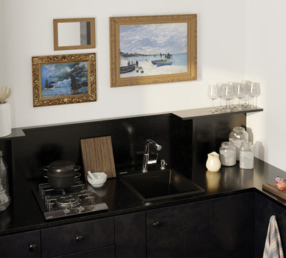 Deante ERIDAN Granitspüle 40 x 50 cm 1-Becken mit automatischer Abflusssperre Schwarz