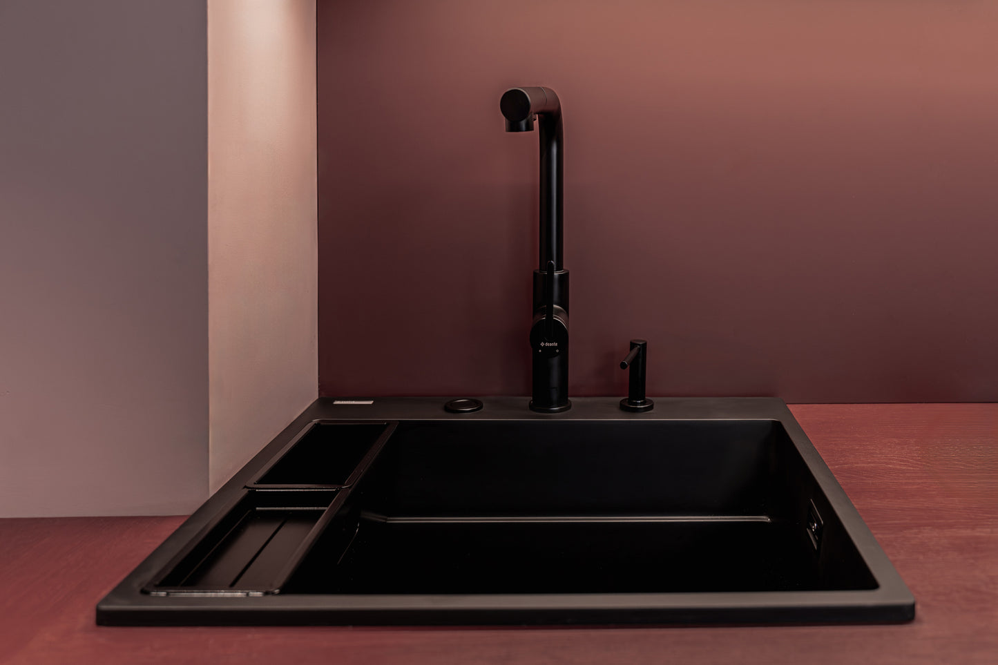 Deante MAGNETIC Granitspüle mit geräumigem Becken modular 56 x 50 cm Schwarz