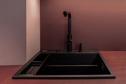 Deante MAGNETIC Granitspüle mit geräumigem Becken modular 56 x 50 cm Schwarz