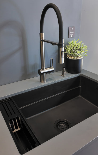 Deante MAGNETIC Granitspüle mit geräumigem Becken modular 76 x 52 cm Schwarz