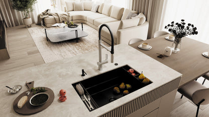 Deante MAGNETIC Granitspüle mit geräumigem Becken modular 76 x 52 cm Schwarz