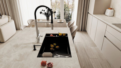 Deante MAGNETIC Granitspüle mit geräumigem Becken modular 76 x 52 cm Schwarz