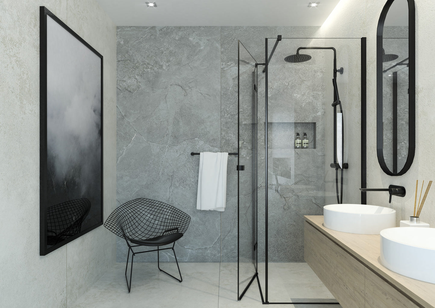 Deante ARNIKA Design-Duschsystem mit Thermostat-Duscharmatur Schwarz