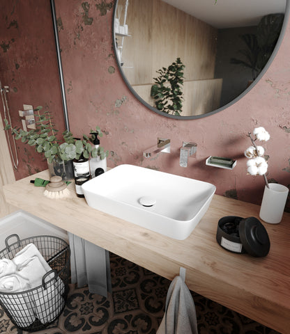 Deante TESS Design-Aufsatzwaschtisch rechteckig 60 x 40 cm Weiß