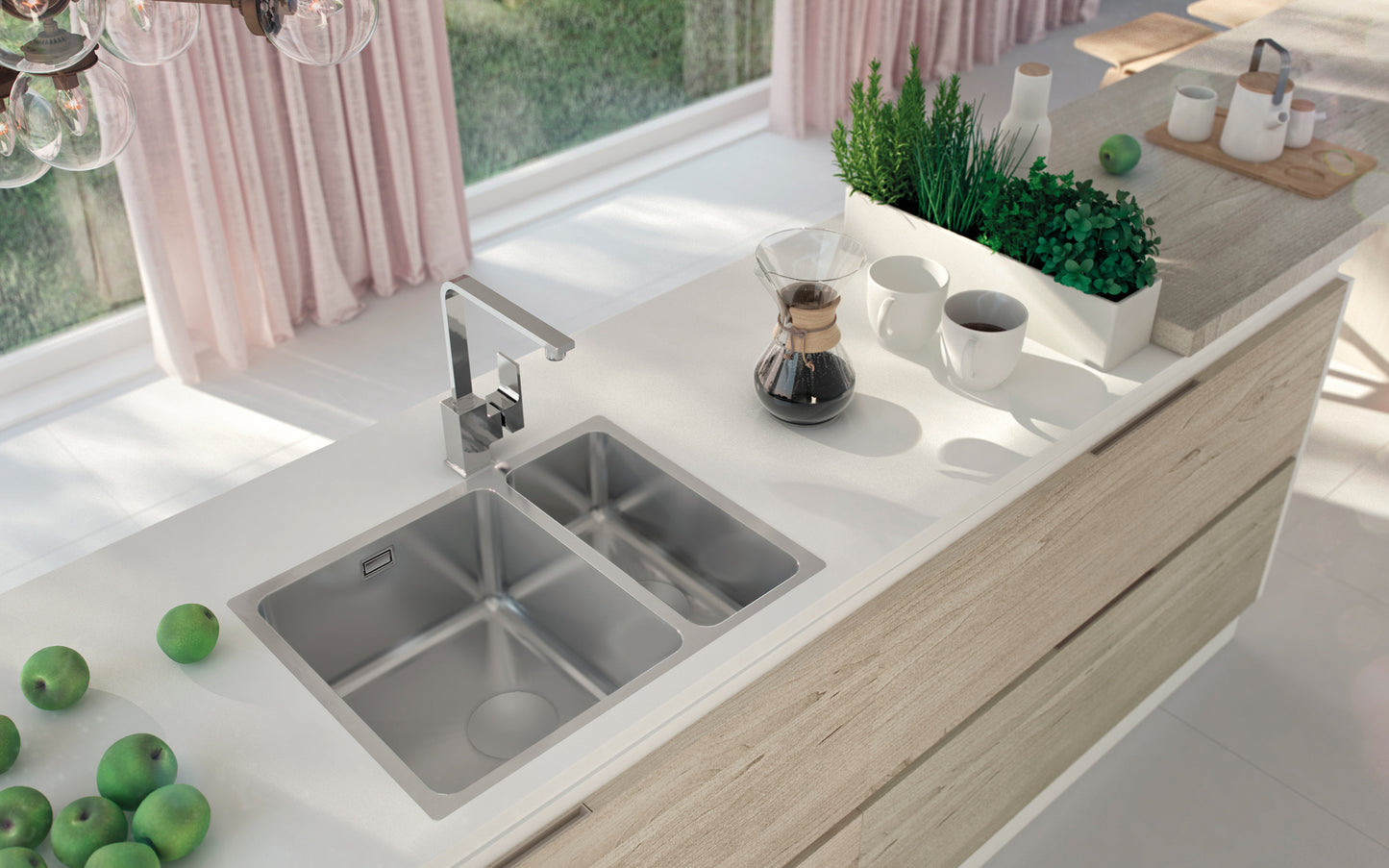 Deante EGERIA Unterbau-Edelstahlspüle tief 1,5-Becken 58 x 44 cm rechteckig Stahl gebürstet