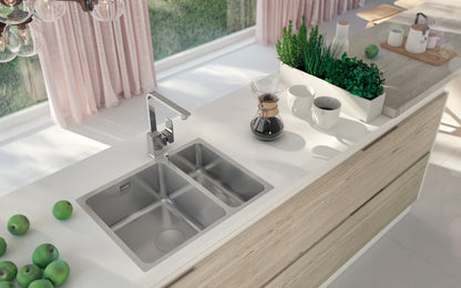 Deante EGERIA Unterbau-Edelstahlspüle tief 1,5-Becken 58 x 44 cm rechteckig Stahl gebürstet