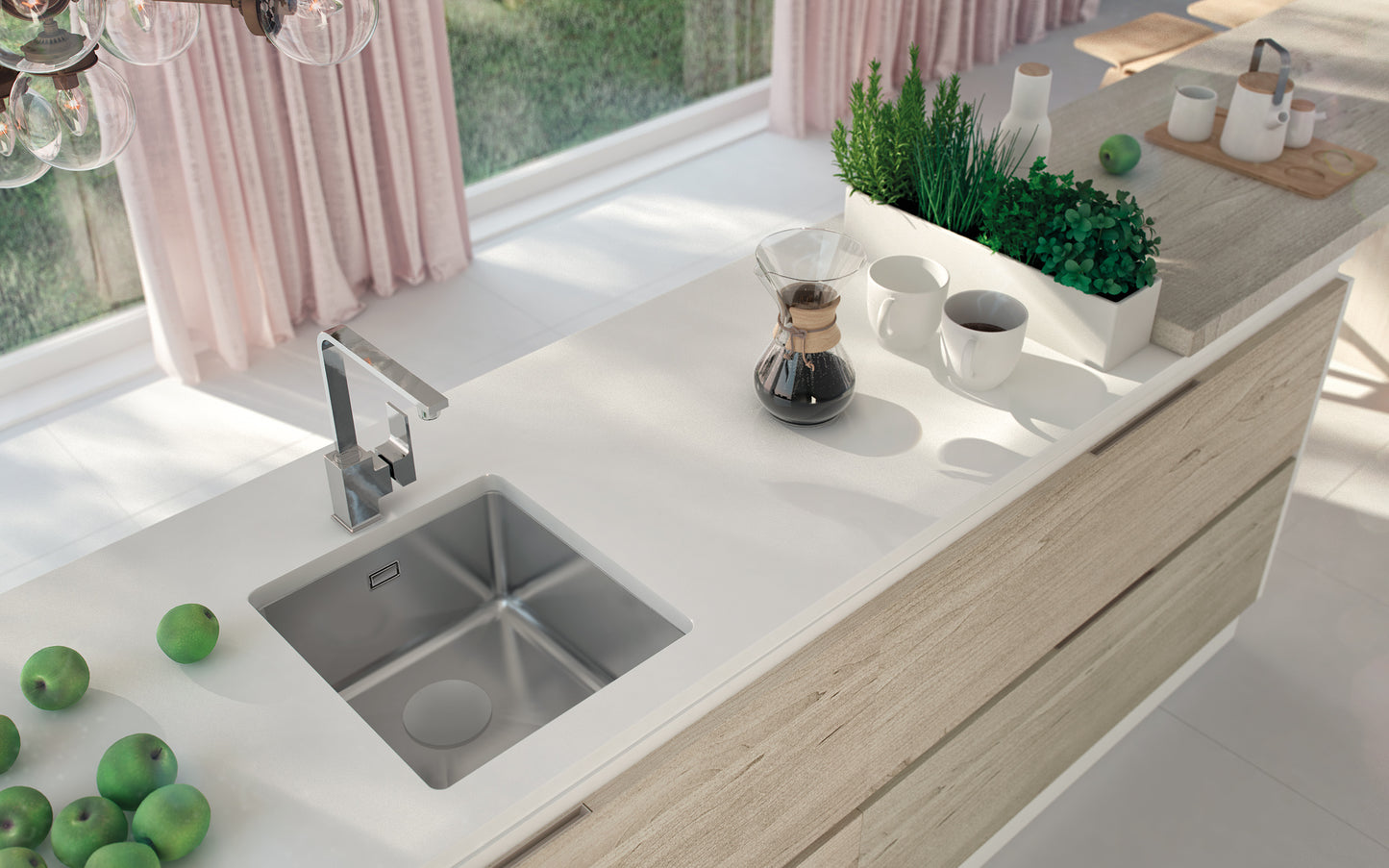 Deante EGERIA Edelstahlspüle tief 1-Becken 44 x 38 cm rechteckig Stahl gebürstet
