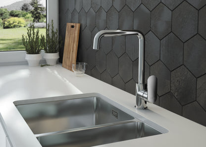 Deante EGERIA Unterbau-Edelstahlspüle tief 1,5-Becken 58 x 44 cm rechteckig Stahl gebürstet