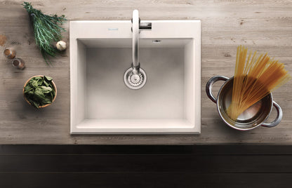 Deante ANDANTE Granitspüle 60 x 52 cm 1-Becken rechteckig mit Raumsparsiphon Alabaster