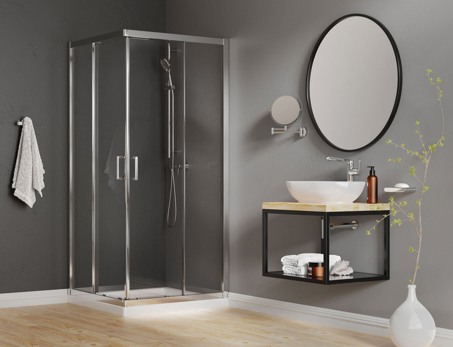Deante ROUND Kosmetikspiegel mit beweglichem Arm zur Wandmontage Chrom