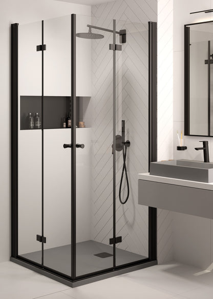 Deante KERRIA PLUS Falttür für Dusche Nischentür 100 x 200 cm Schwarz