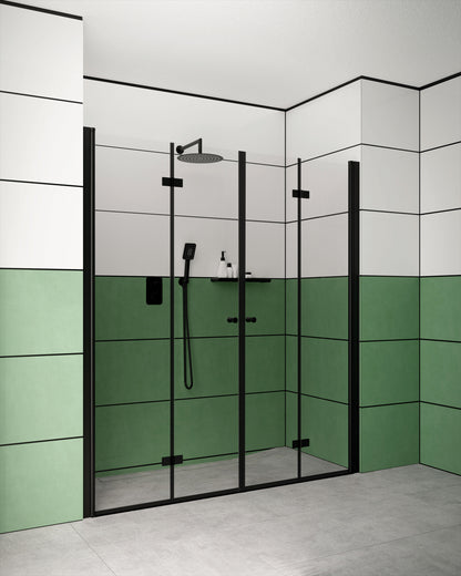 Deante KERRIA PLUS Falttür für Dusche Nischentür 80 x 200 cm Schwarz