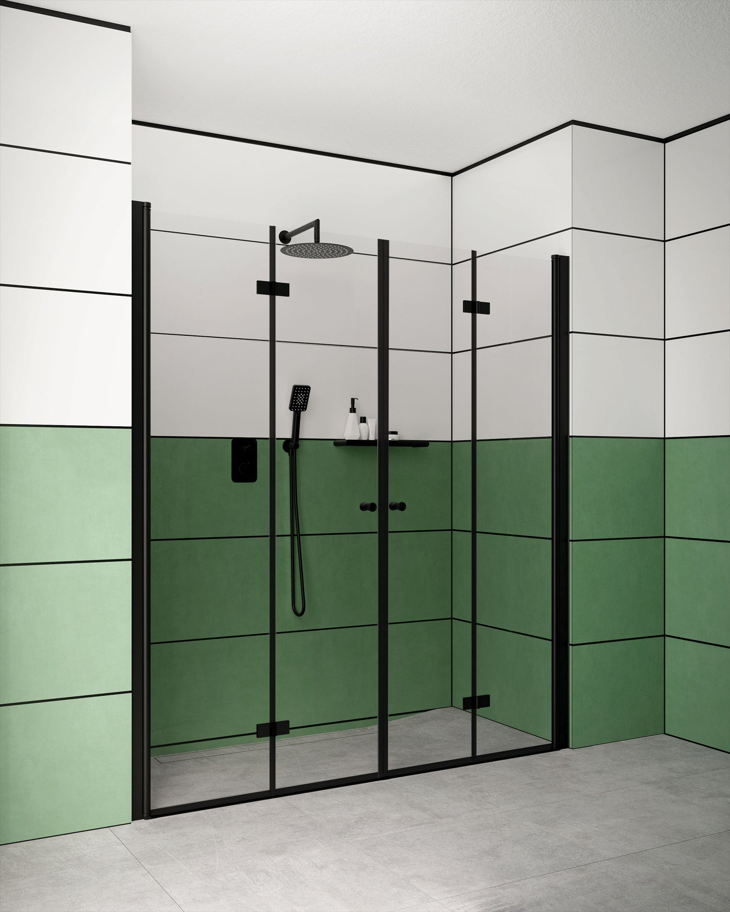 Deante KERRIA PLUS Falttür für Dusche Nischentür 100 x 200 cm Schwarz