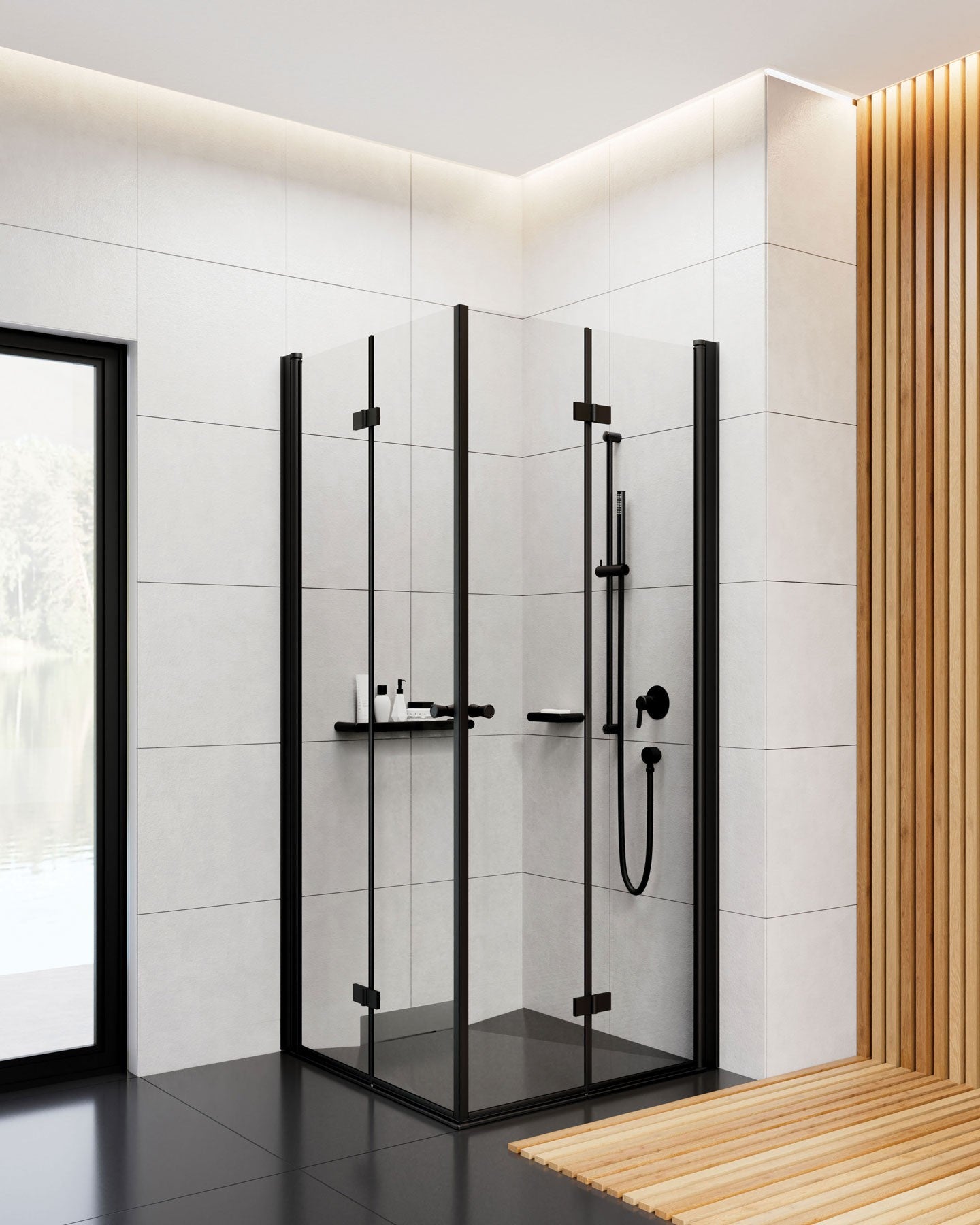 Deante KERRIA PLUS Falttür für Dusche Nischentür 80 x 200 cm Schwarz