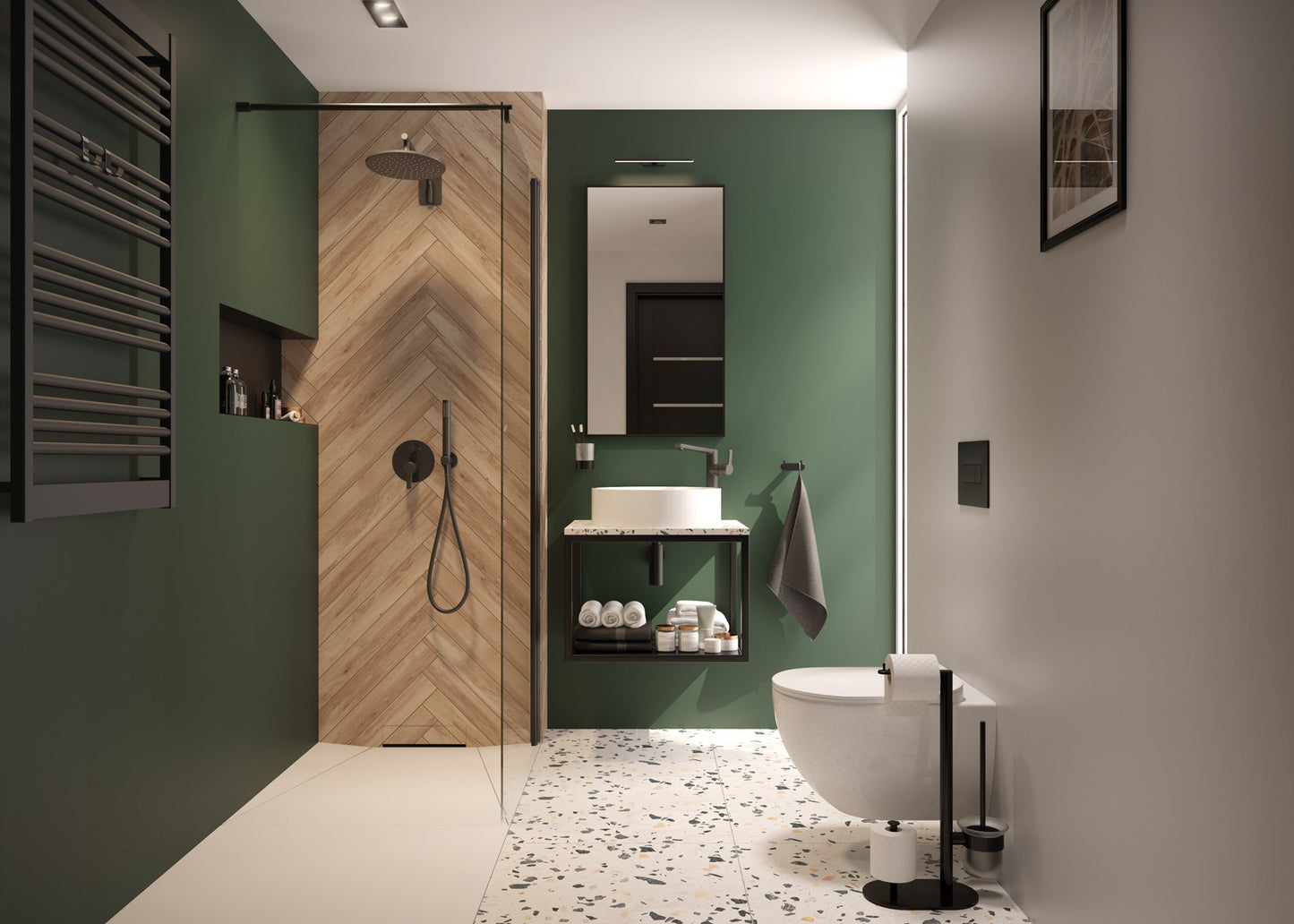 Deante ROUND WC-Bürstengarnitur mit Papierhalter (3-in-1) Schwarz