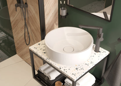 Deante ARNIKA Waschtischarmatur hoch mit seitlichem Hebel Titanium