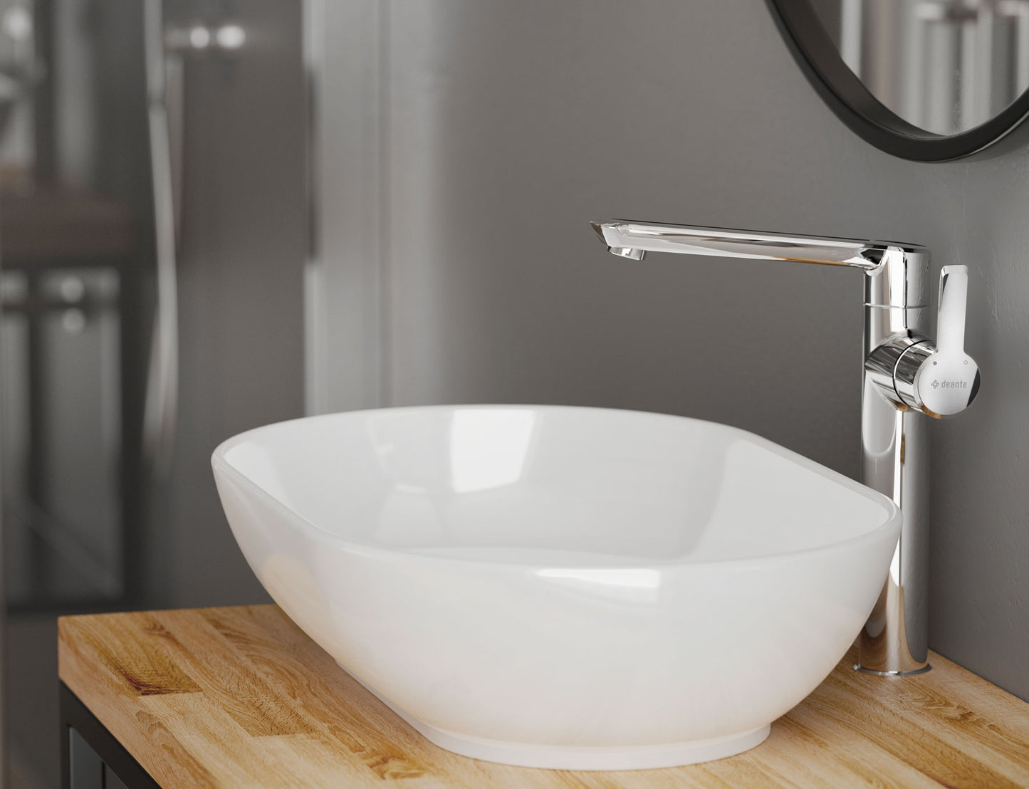 Deante ARNIKA Waschtischarmatur hoch mit seitlichem Hebel Chrom