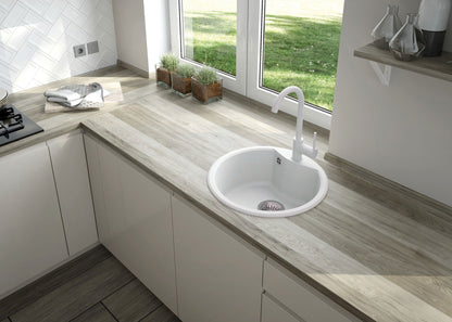 Deante NEMEZJA Küchenarmatur mit Einhebelmischer hoher Auslauf Alabaster