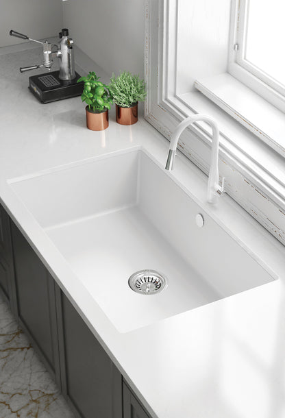 Deante CORDA Unterbau-Granitspüle 1-Becken 80 x 50 cm rechteckig breit Alabaster