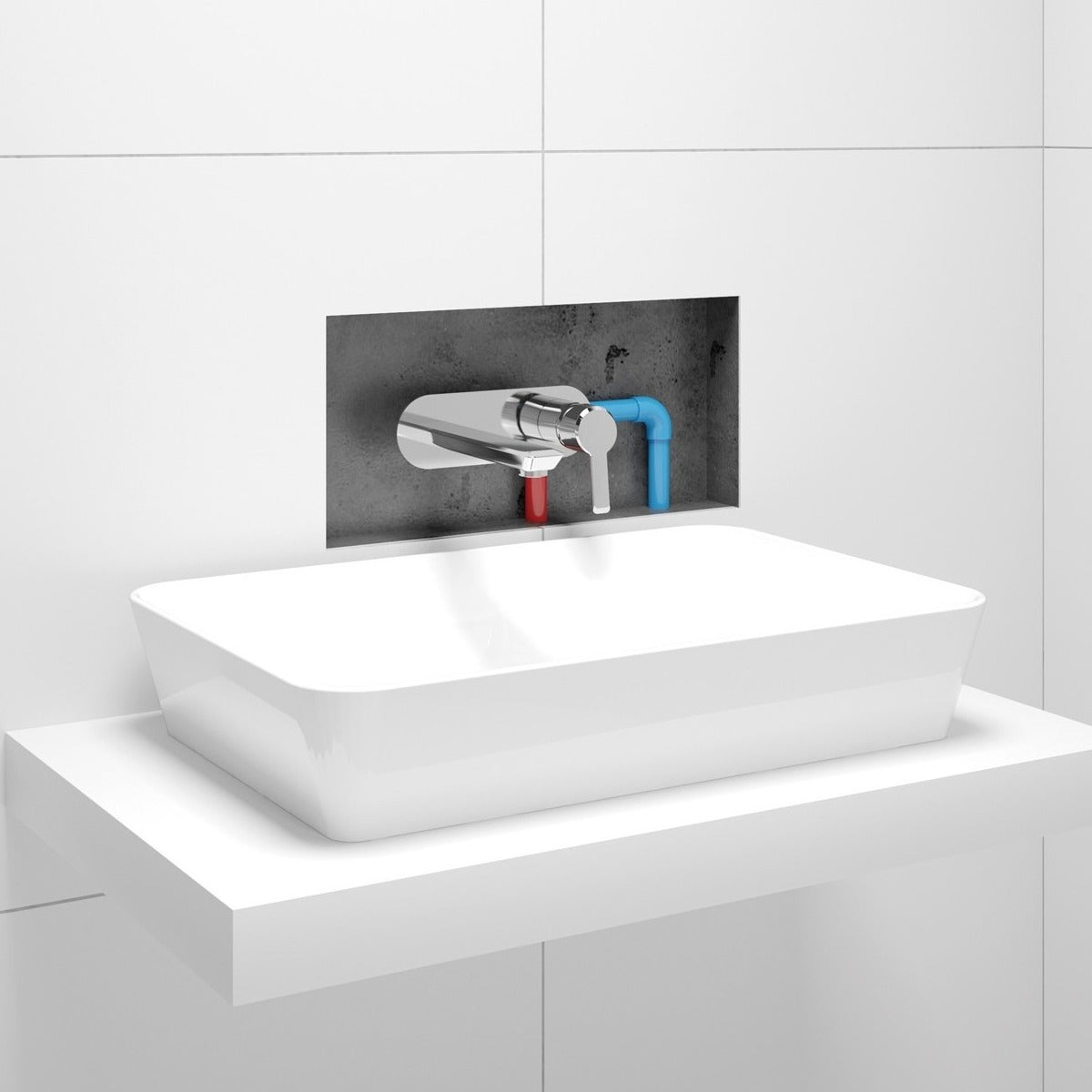 Deante TESS Design-Aufsatzwaschtisch rechteckig 60 x 40 cm Weiß