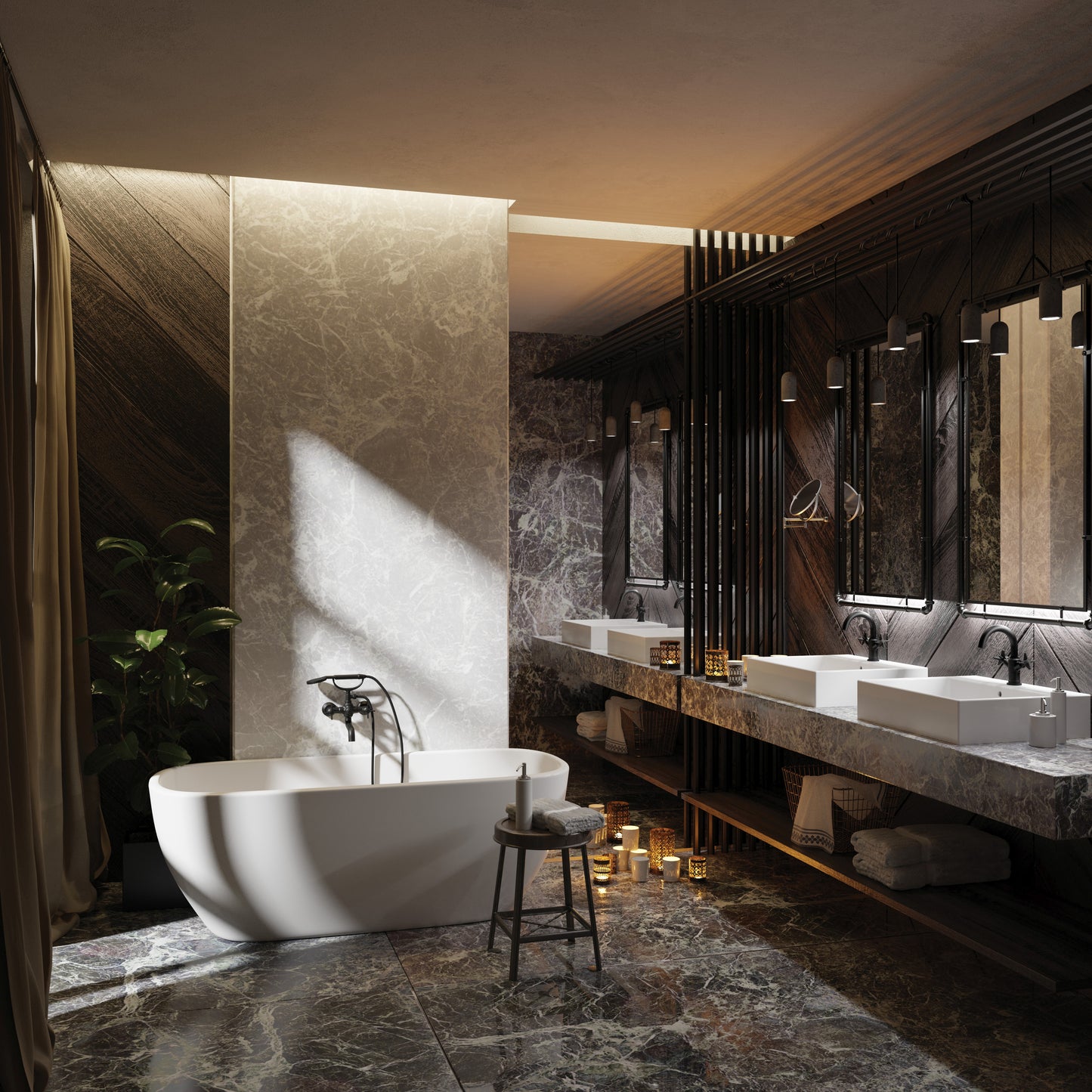 Deante TEMISTO Zweigriff-Wannenmischer Retro-Look mit Handbrause Schwarz