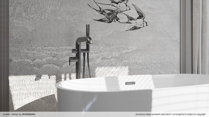 Deante SILIA Wannenarmatur freistehend mit Duschset L-Auslauf Titanium