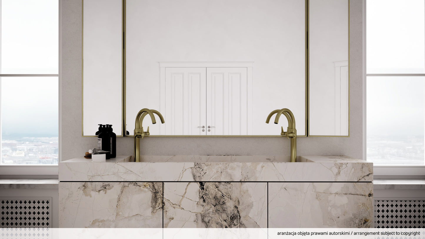 Deante TEMISTO hohe Kreuzgriff-Waschtischarmatur im Retro-Look Messing