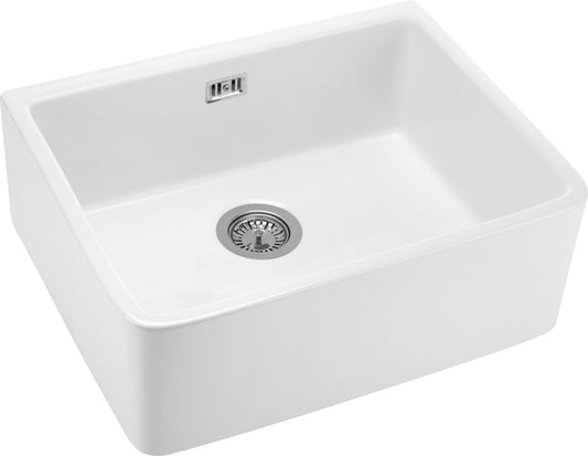 Deante SABOR Keramikspüle mit Frontblende im Landhausstil 59 x 47 cm Weiß