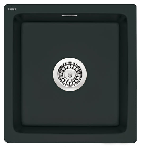 Deante SABOR Keramik-Spülbecken 1-Becken Unterbau geeignet 45 x 47,5 cm Schwarz