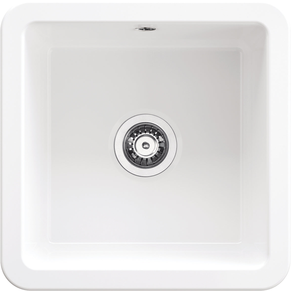 Deante LUMI Keramik-Spülbecken 1-Becken Einbau & Unterbau 45 cm Quadrat Weiß