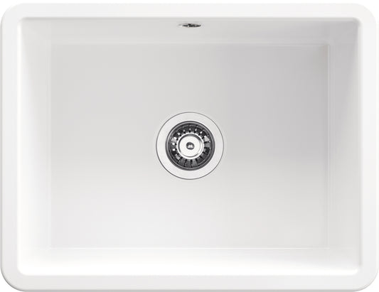 Deante LUMI Keramik-Spülbecken 1-Becken Einbau & Unterbau 55 x 43 cm Weiß