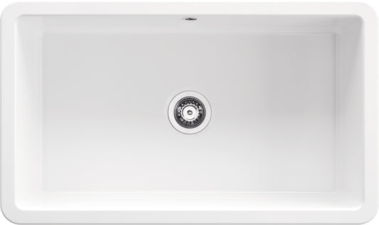 Deante LUMI Keramik-Spülbecken 1-Becken Einbau & Unterbau 81 x 48 cm Weiß