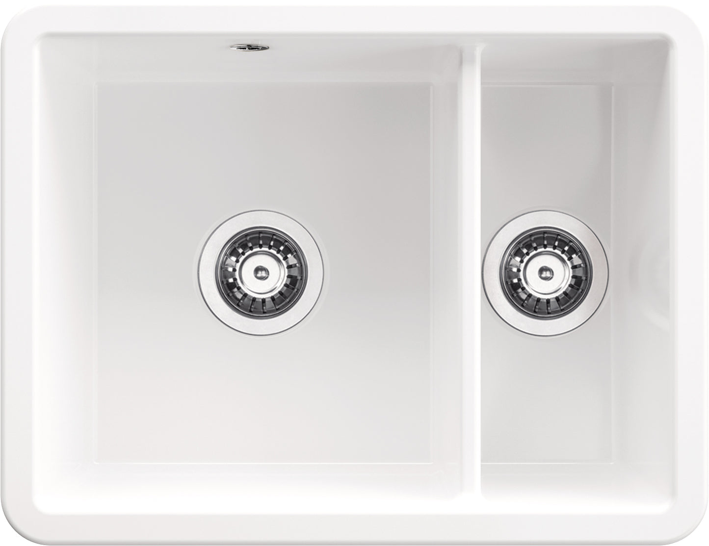 Deante LUMI Keramik-Küchenspüle 1,5-Becken Einbau & Unterbau 55 x 43 cm Weiß