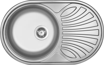 Deante TWIST Küchenspüle aus Edelstahl 1-Becken 77 x 48 cm Oval Stahl gebürstet