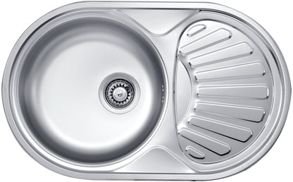 Deante TWIST Küchenspüle aus Edelstahl 1-Becken 77 x 48 cm Oval Dekor-Oberfläche