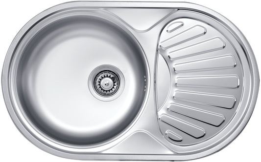 Deante TWIST Küchenspüle aus Edelstahl 1-Becken 77 x 48 cm Oval Dekor-Oberfläche