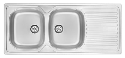 Deante TECHNO Edelstahl-Küchenspüle mit Abtropffläche 2-Becken 116 x 50 cm Stahl gebürstet