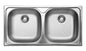 Deante XYLO Küchenspüle aus Edelstahl 2-Becken 78 x 43,5 cm rechteckig Stahl gebürstet